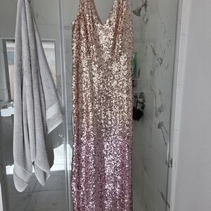 Sequin Ombre Gown in Rose Gold to Blush